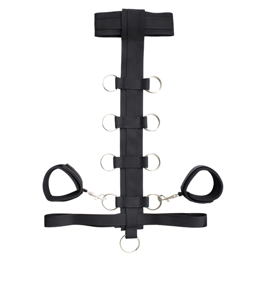 BDSM Bondage Adjustable 3PC Collar with Wrist Cuffs and Waist Restraint Kit